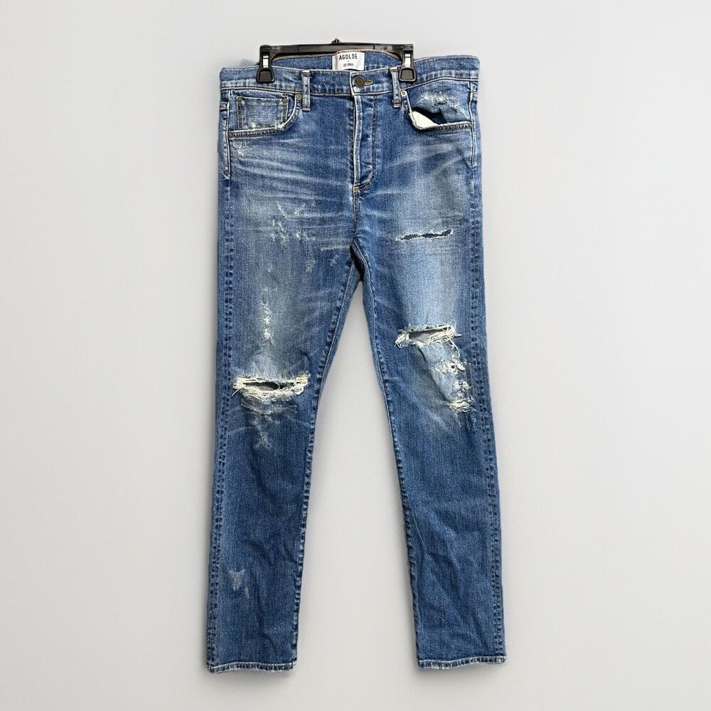 Men's AGOLDE x A$AP FERG Distressed Jeans Size 32 USA  2016 Skinny Button Fly